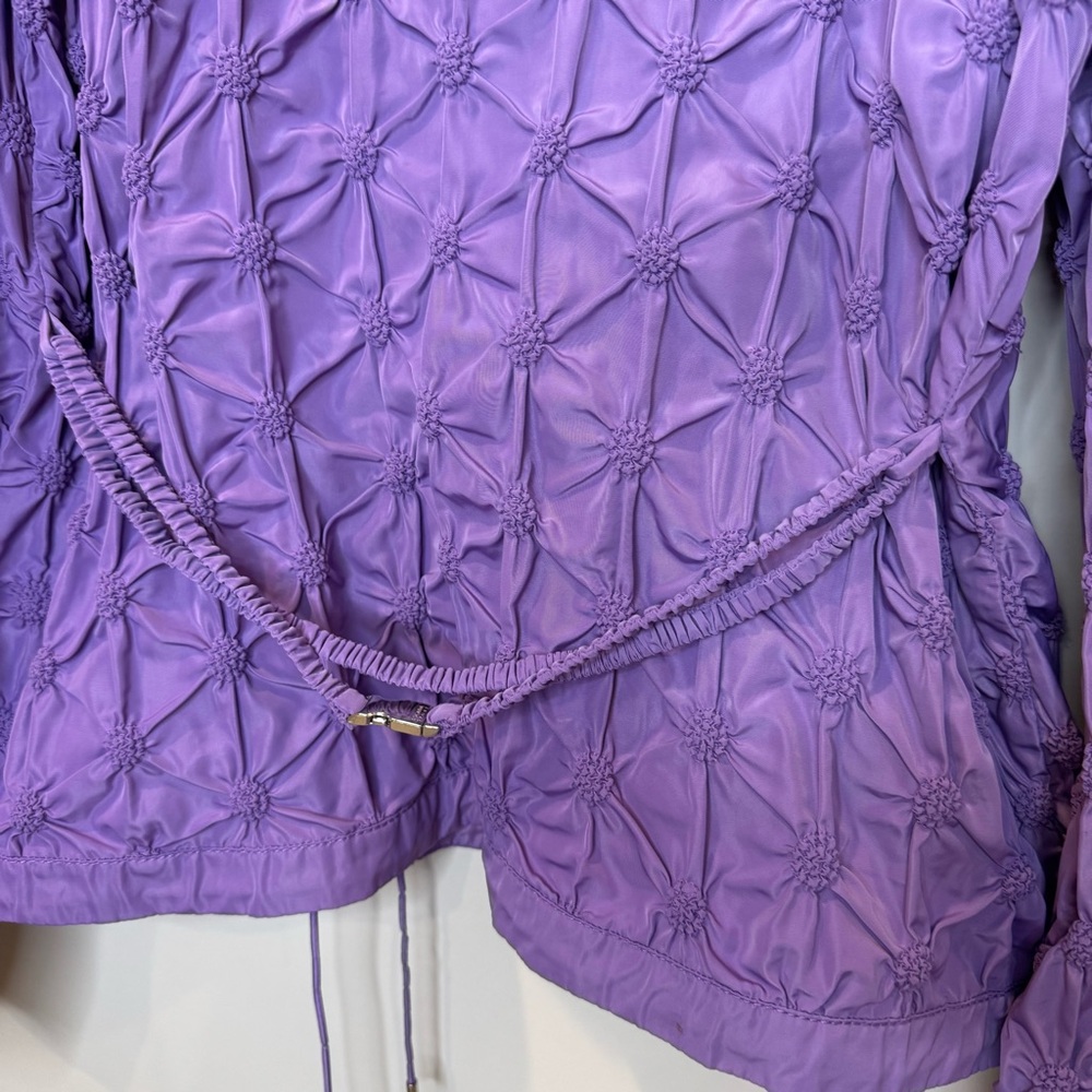 Vintage Escada Purple Hooded Rain Coat Floral Embroidered 38/US 6 - Picture 9 of 10